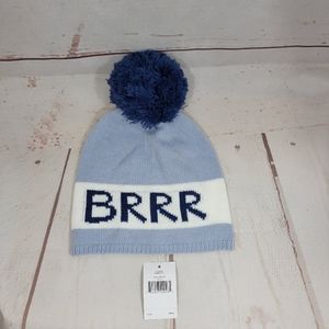 Kate Spade Brrr Pompom Beanie Stormy Sky NWT
